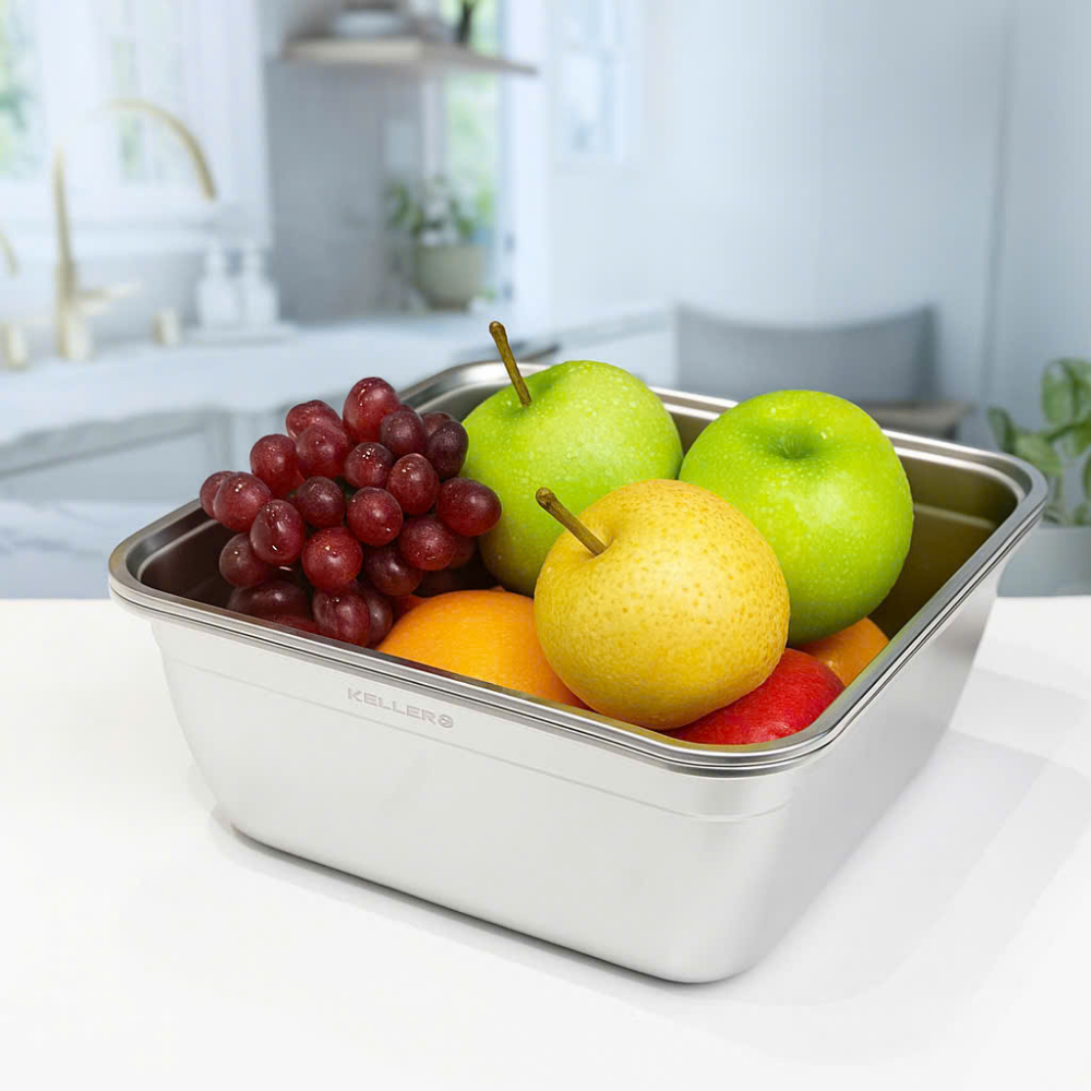 Bộ 2 món chậu và rổ inox304 Keller@ 32cm - Hình ảnh 3